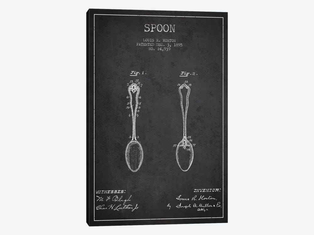 Spoon Charcoal Patent Blueprint 1-piece Canvas Art Print