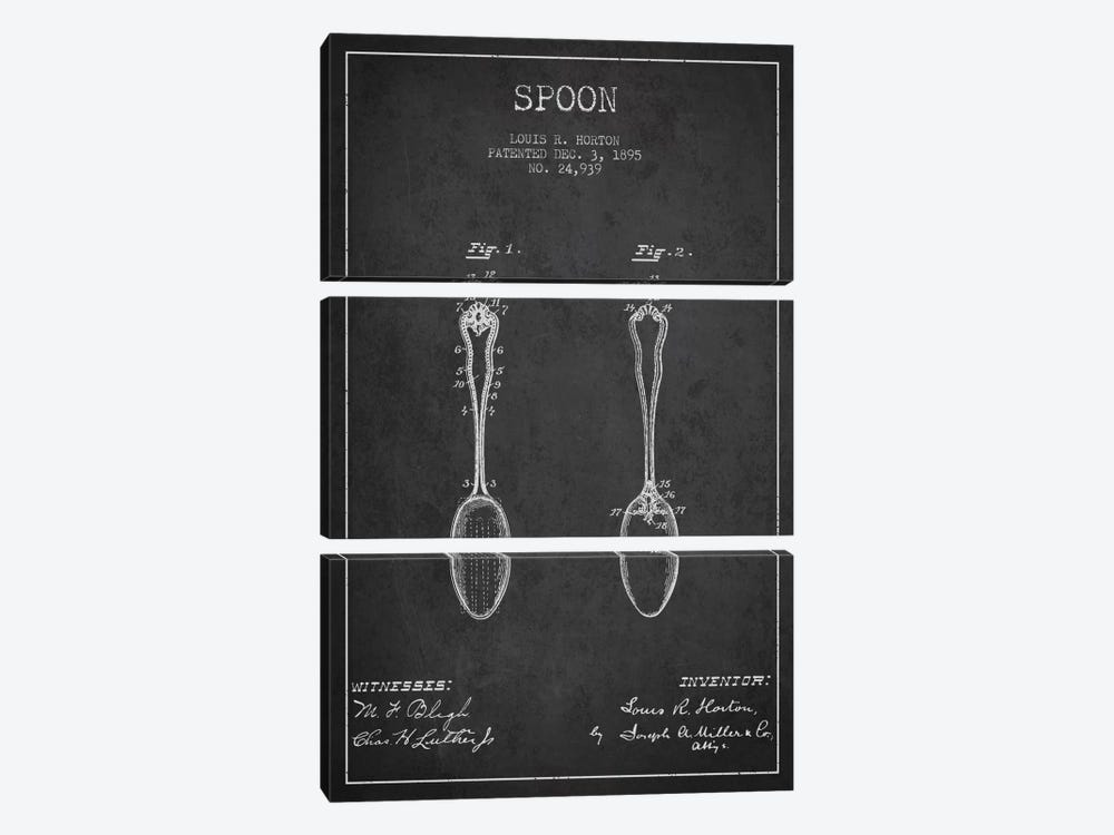 Spoon Charcoal Patent Blueprint by Aged Pixel 3-piece Art Print