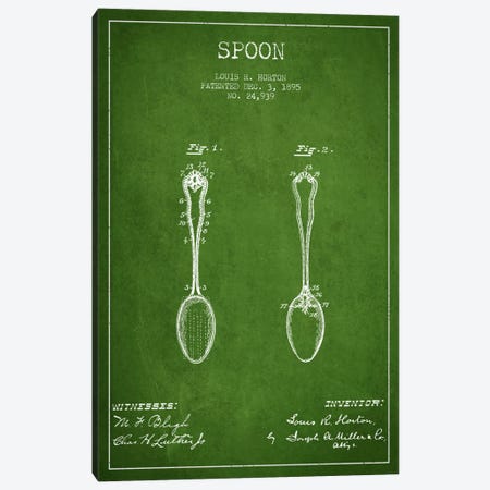 Spoon Green Patent Blueprint Canvas Print #ADP795} by Aged Pixel Canvas Art