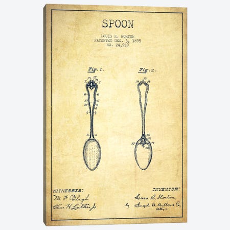 Spoon Vintage Patent Blueprint Canvas Print #ADP798} by Aged Pixel Canvas Print