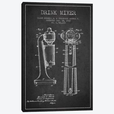 Drink Mixer Charcoal Patent Blueprint Canvas Print #ADP799} by Aged Pixel Canvas Art Print