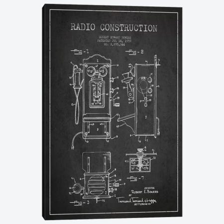 Bowers Radio Dark Patent Blueprint Canvas Print #ADP7} by Aged Pixel Canvas Artwork
