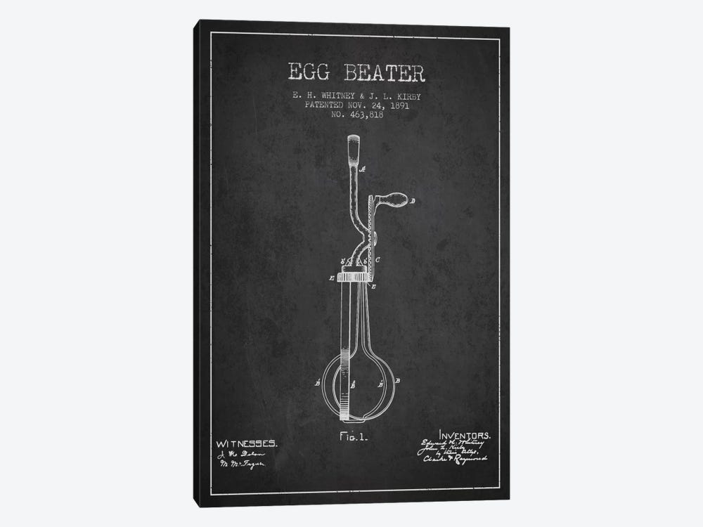 Egg Beater Charcoal Patent Blueprint by Aged Pixel 1-piece Canvas Wall Art