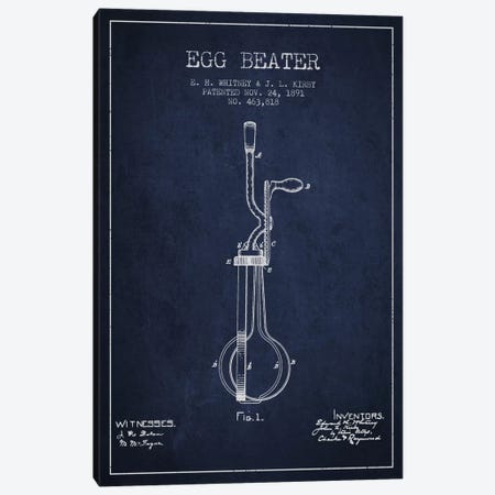 Egg Beater Navy Blue Patent Blueprint Canvas Print #ADP806} by Aged Pixel Canvas Artwork