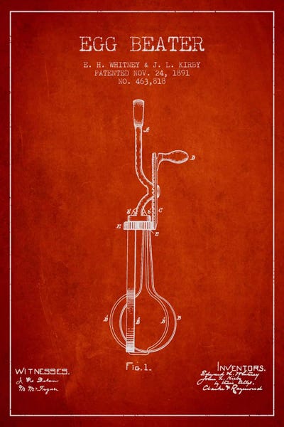 Food & Drink Blueprints: Egg Beater Red Patent Blueprint by Aged Pixel