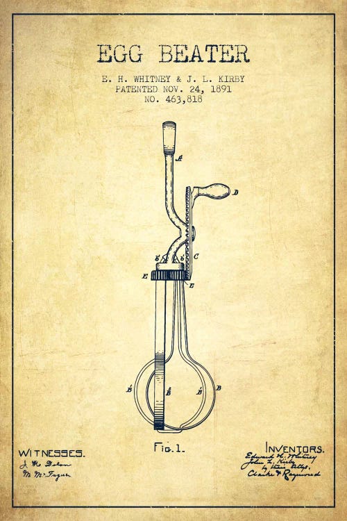 Egg Beater Vintage Patent Blueprint