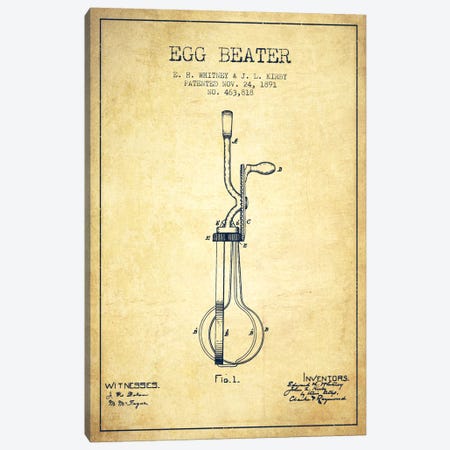 Egg Beater Vintage Patent Blueprint Canvas Print #ADP808} by Aged Pixel Canvas Art Print