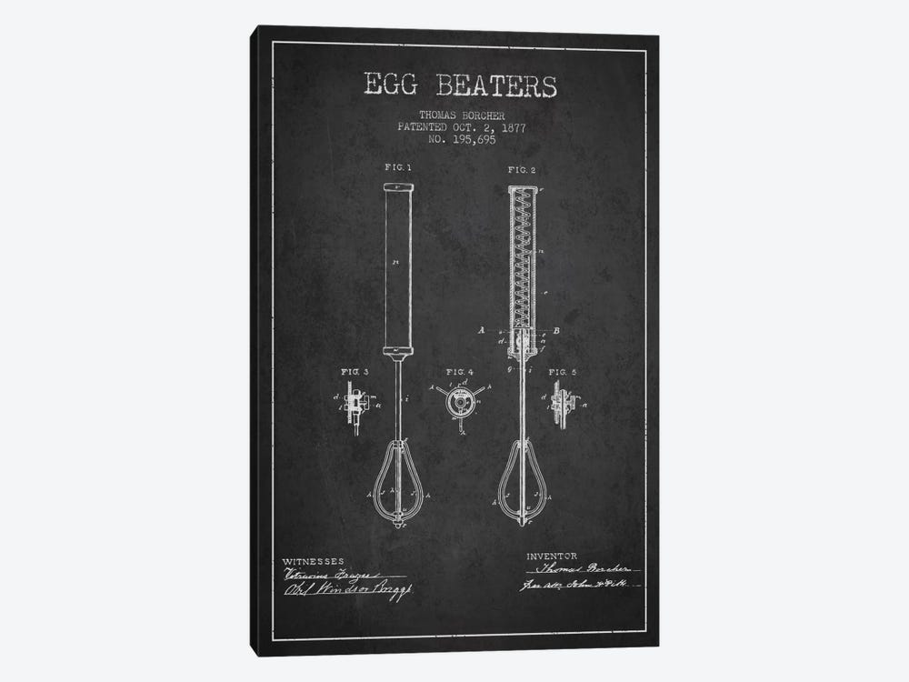 Egg Beater Charcoal Patent Blueprint by Aged Pixel 1-piece Canvas Print