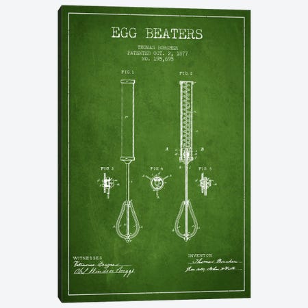 Egg Beater Green Patent Blueprint Canvas Print #ADP810} by Aged Pixel Canvas Wall Art