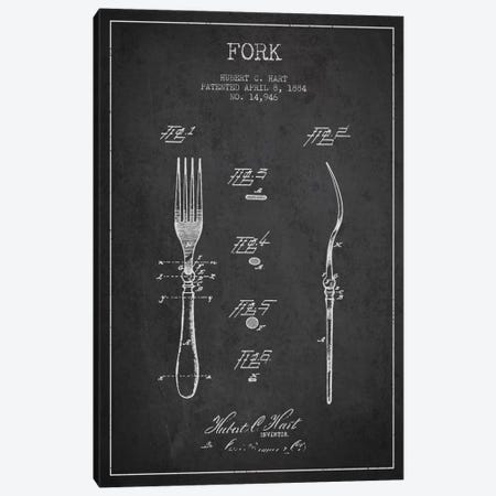 Fork Charcoal Patent Blueprint Canvas Print #ADP814} by Aged Pixel Canvas Print