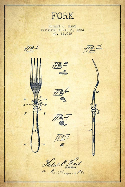 Fork Vintage Patent Blueprint