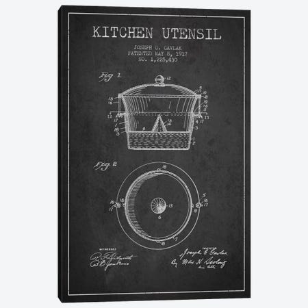 Kitchen Utensil Charcoal Patent Blueprint Canvas Print #ADP819} by Aged Pixel Canvas Art