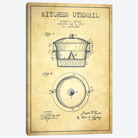 Kitchen Utensil Vintage Patent Blueprint Canvas Print #ADP823} by Aged Pixel Canvas Print