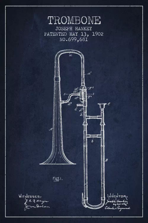 Trombone Navy Blue Patent Blueprint