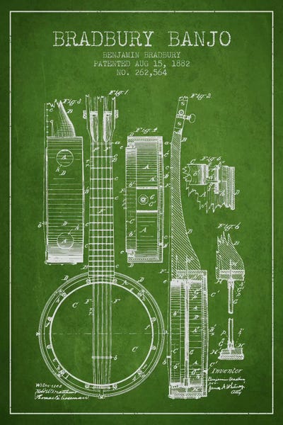 Banjo Green Patent Blueprint
