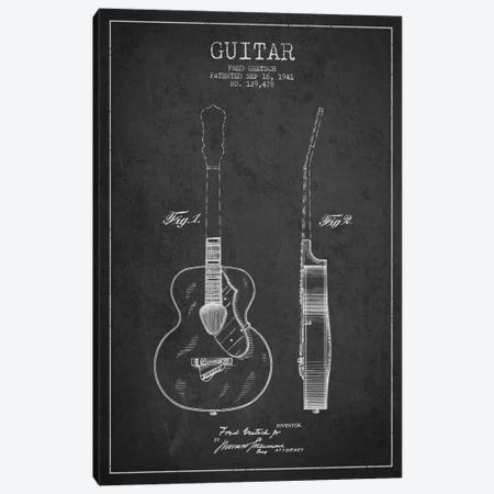 Guitar Charcoal Patent Blueprint Canvas Print #ADP849} by Aged Pixel Canvas Art Print