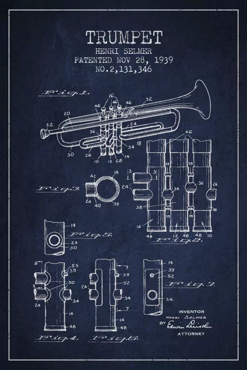 Trumpet Navy Blue Patent Blueprint