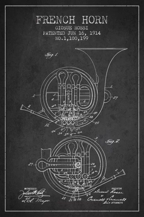 Horn Charcoal Patent Blueprint