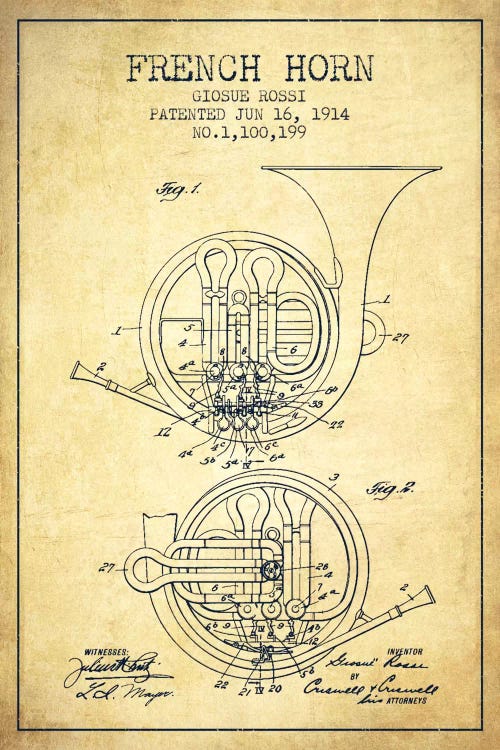 Horn Vintage Patent Blueprint