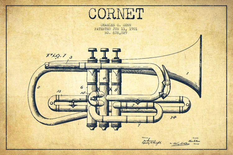 Cornet Vintage Patent Blueprint