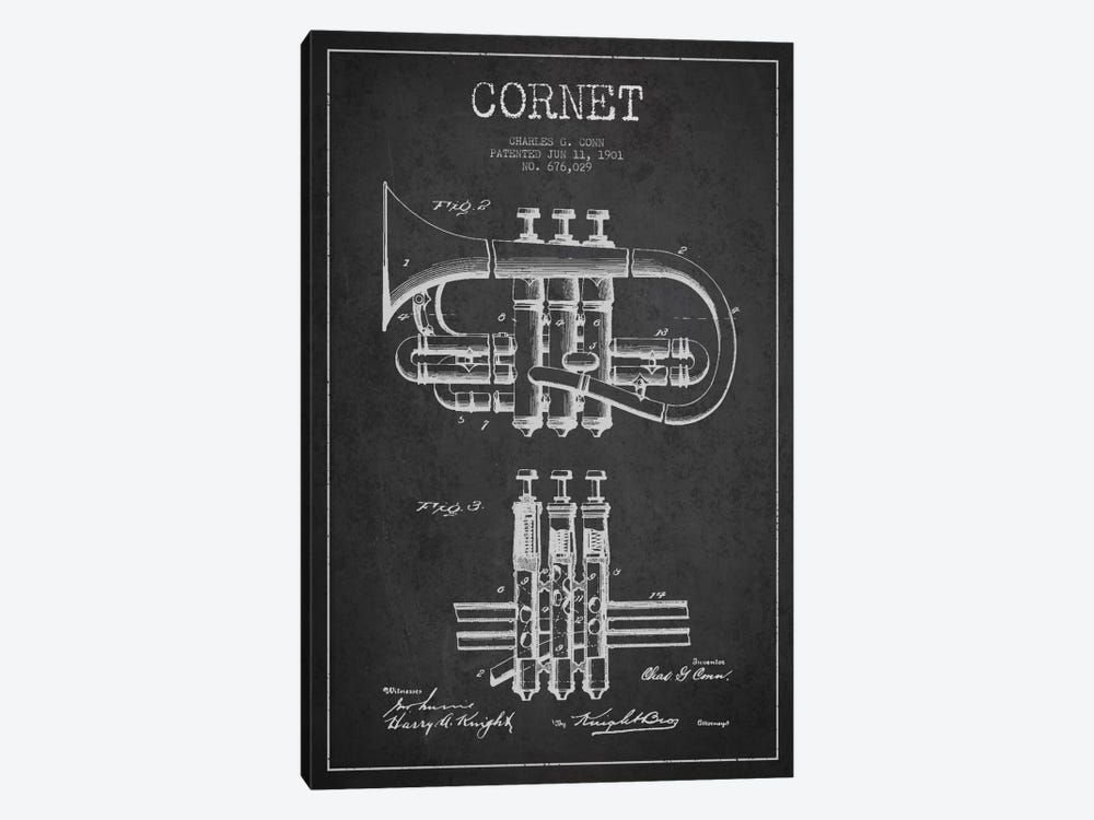 Cornet Charcoal Patent Blueprint by Aged Pixel 1-piece Art Print