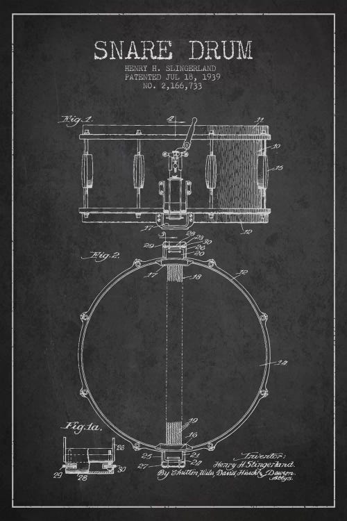 Drum Charcoal Patent Blueprint