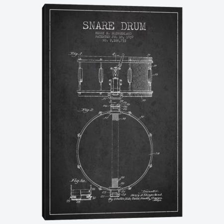 Drum Charcoal Patent Blueprint Canvas Print #ADP874} by Aged Pixel Canvas Print