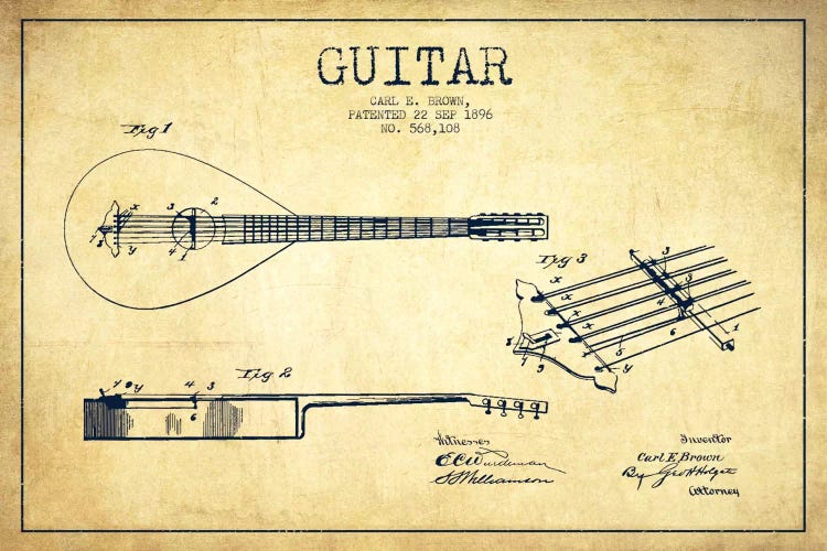 Guitar Vintage Patent Blueprint