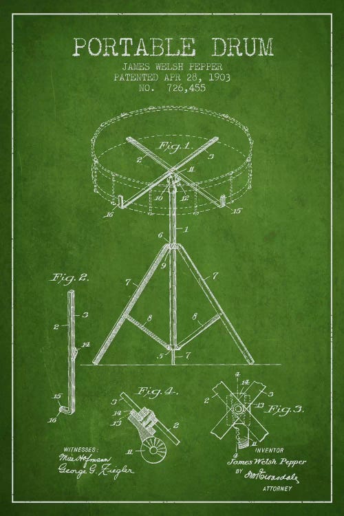 Drum Green Patent Blueprint