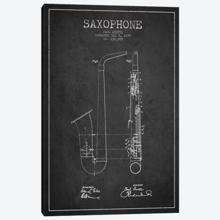 Saxophone Charcoal Patent Blueprint Canvas Print #ADP889} by Aged Pixel Canvas Print