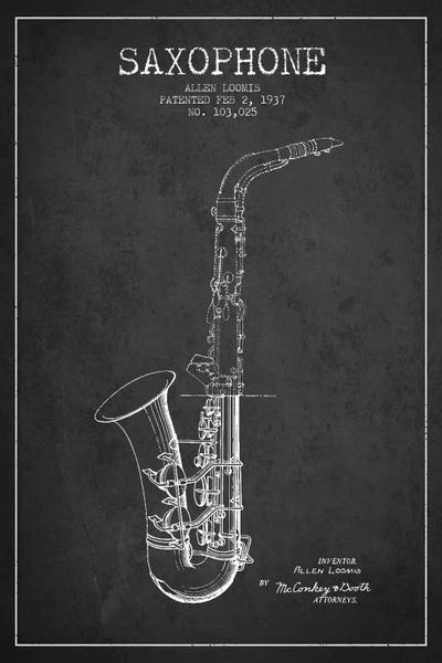 Saxophones: Saxophone Charcoal Patent Blueprint by Aged Pixel