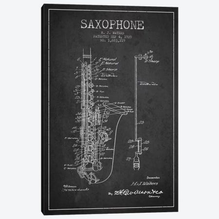 Saxophone Charcoal Patent Blueprint Canvas Print #ADP899} by Aged Pixel Canvas Wall Art
