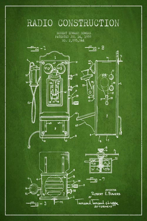 Bowers Radio Green Patent Blueprint