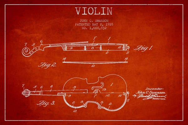 Violins: Violin Red Patent Blueprint by Aged Pixel