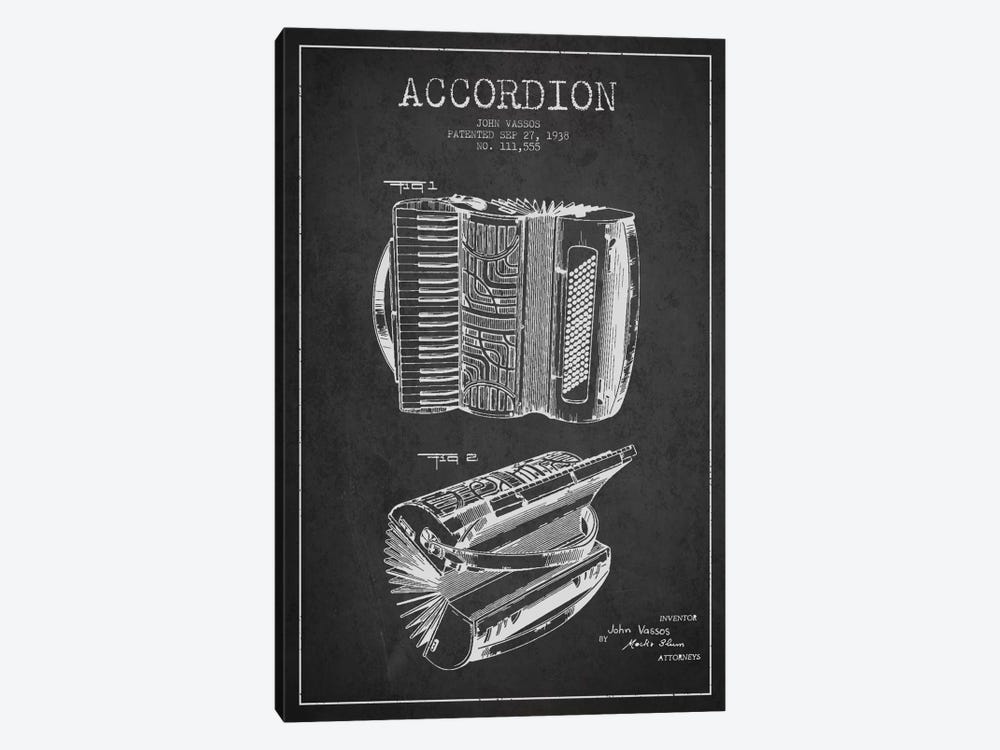 Accordion Charcoal Patent Blueprint by Aged Pixel 1-piece Canvas Artwork