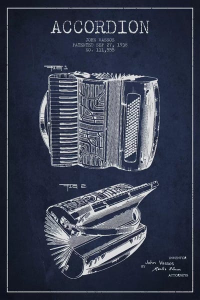 Accordion Navy Blue Patent Blueprint by Aged Pixel canvas print
