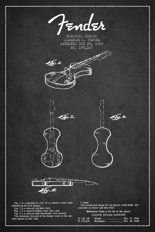 Violin Charcoal Patent Blueprint