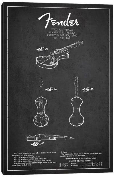 Violin Charcoal Patent Blueprint Canvas Art Print - Aged Pixel: Music