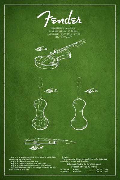 Violins: Violin Green Patent Blueprint by Aged Pixel