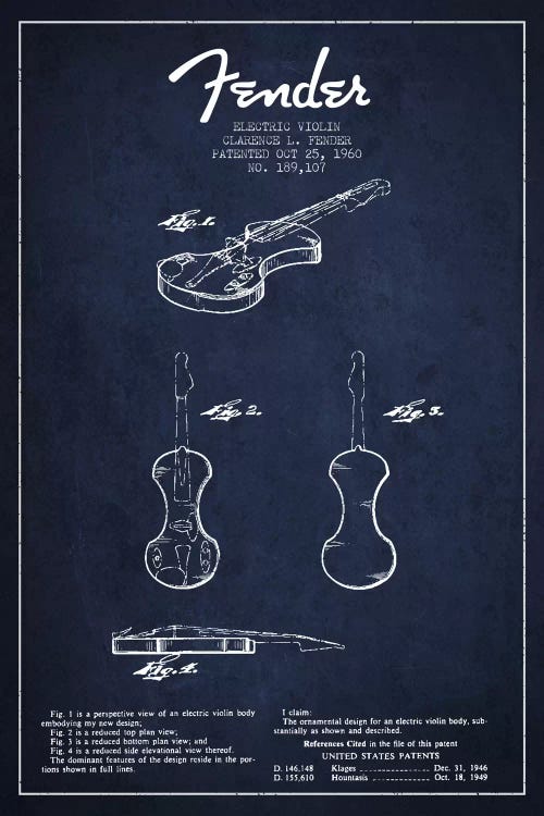 Violin Navy Blue Patent Blueprint