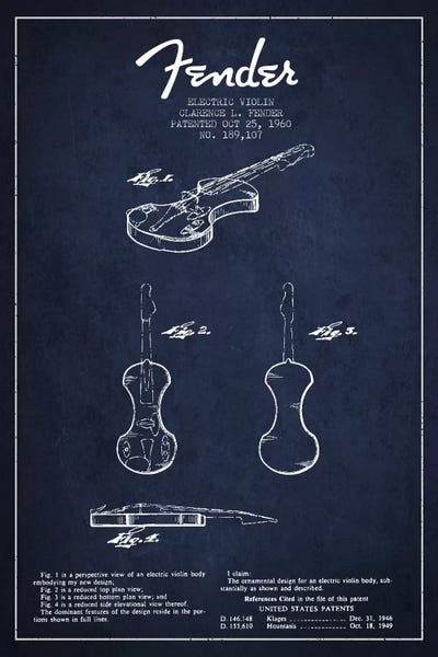 Music Blueprints: Violin Navy Blue Patent Blueprint by Aged Pixel