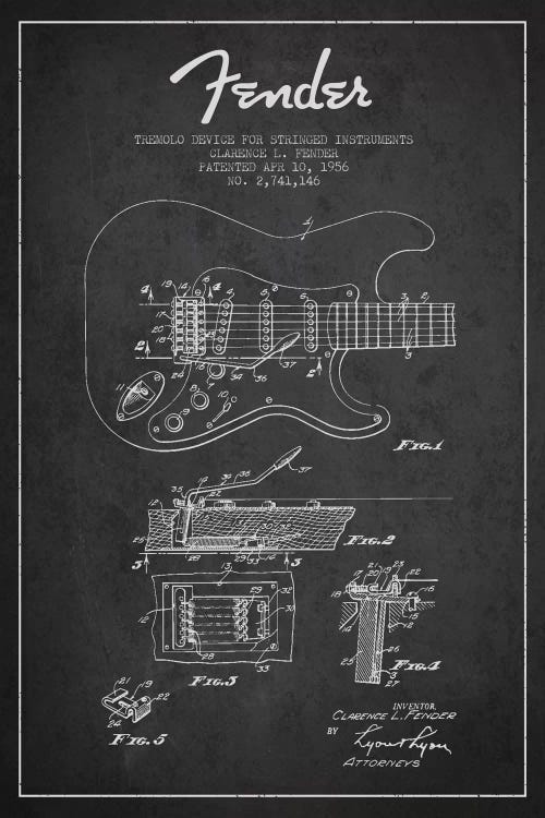 Tremolo Charcoal Patent Blueprint