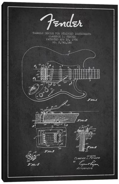 Tremolo Charcoal Patent Blueprint Canvas Art Print - Musical Instrument Art