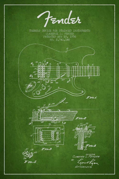 Tremolo Green Patent Blueprint