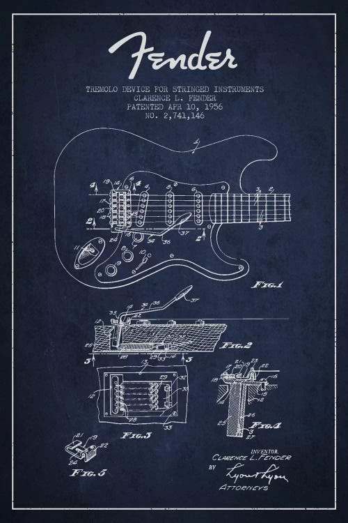 Tremolo Navy Blue Patent Blueprint by Aged Pixel wall art