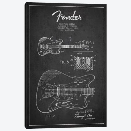 Electric Guitar Charcoal Patent Blueprint Canvas Print #ADP939} by Aged Pixel Canvas Print