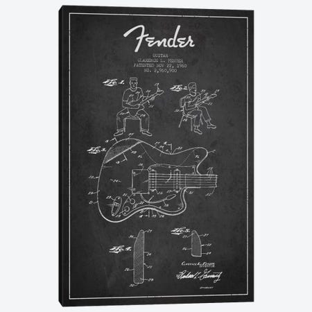 Fender Guitar Charcoal Patent Blueprint Canvas Print #ADP944} by Aged Pixel Canvas Print