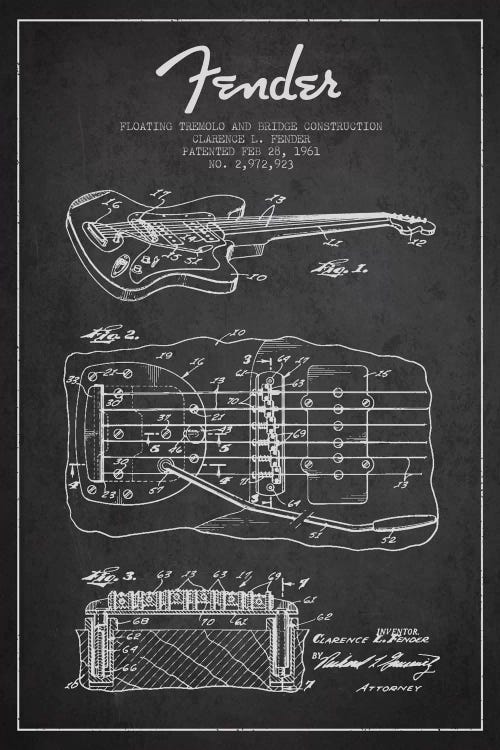Floating Tremolo Charcoal Patent Blueprint