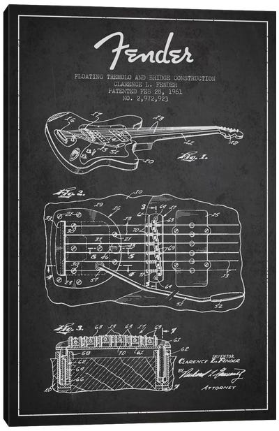 Floating Tremolo Charcoal Patent Blueprint Canvas Art Print - Aged Pixel: Music