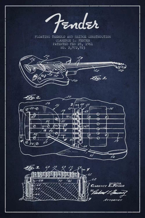 Floating Tremolo Navy Blue Patent Blueprint